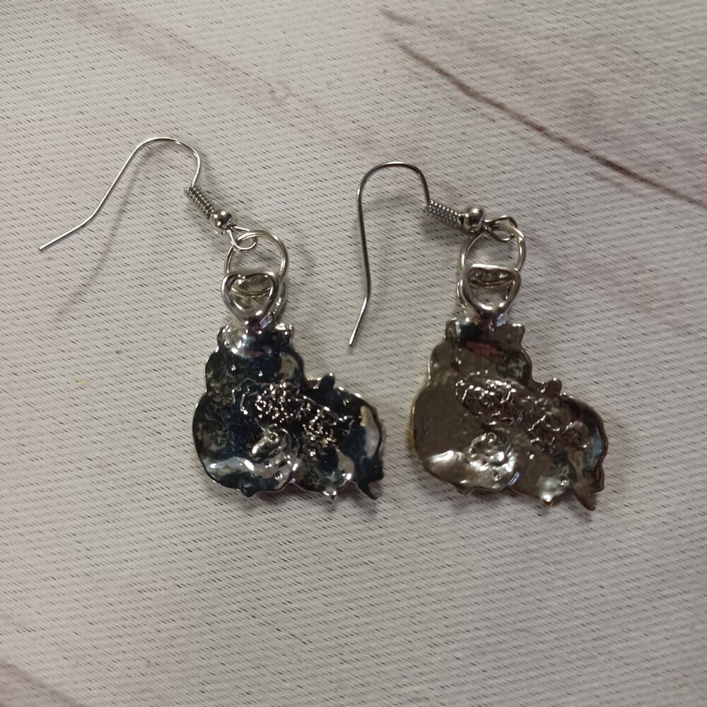 MOTHER DAUGHTER OWLS MOM AND BABY Two Toned Silver Gold Metal Dangle Earrings - Picture 2 of 6
